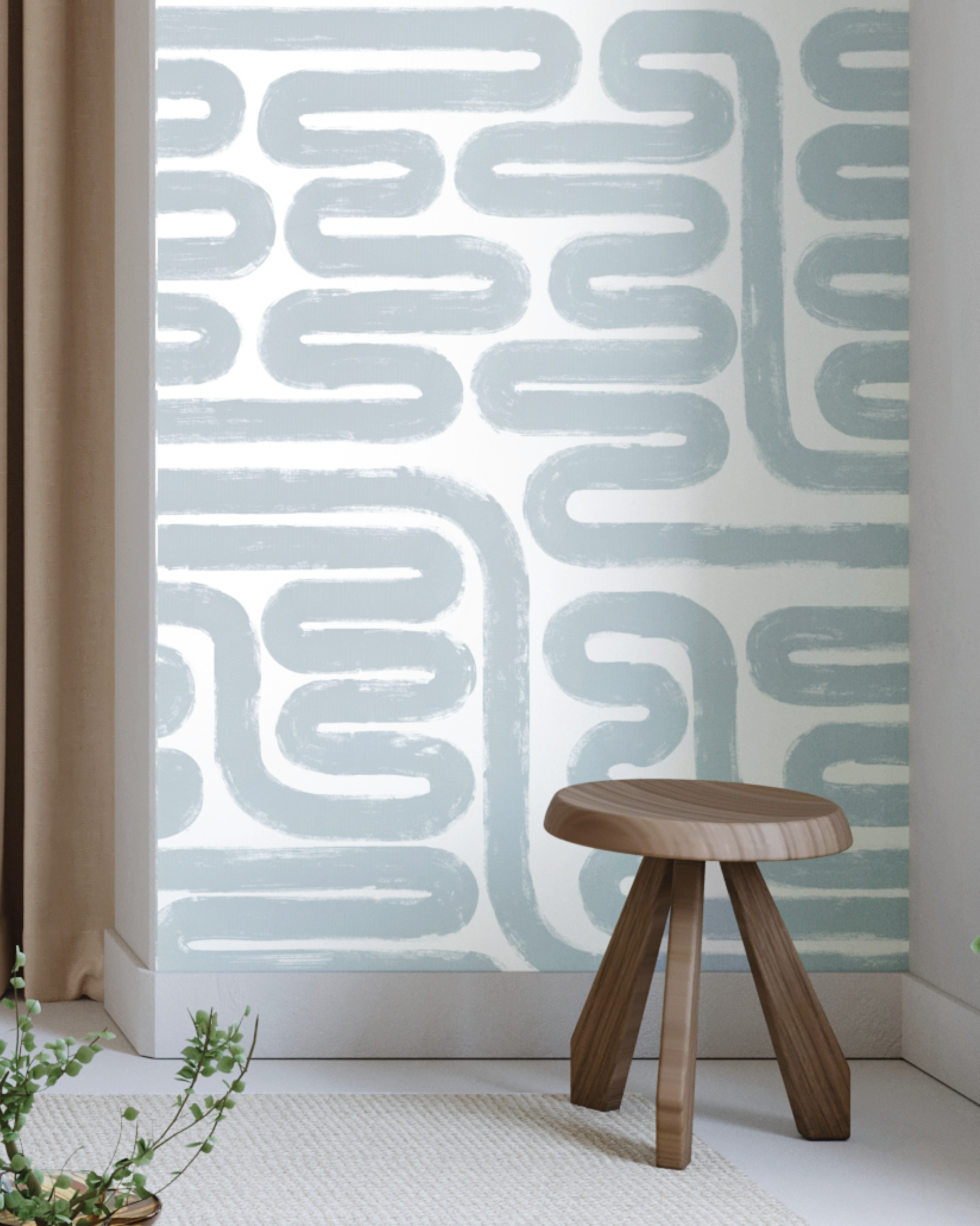 Pac-Man© Wallpaper in Pale Blue