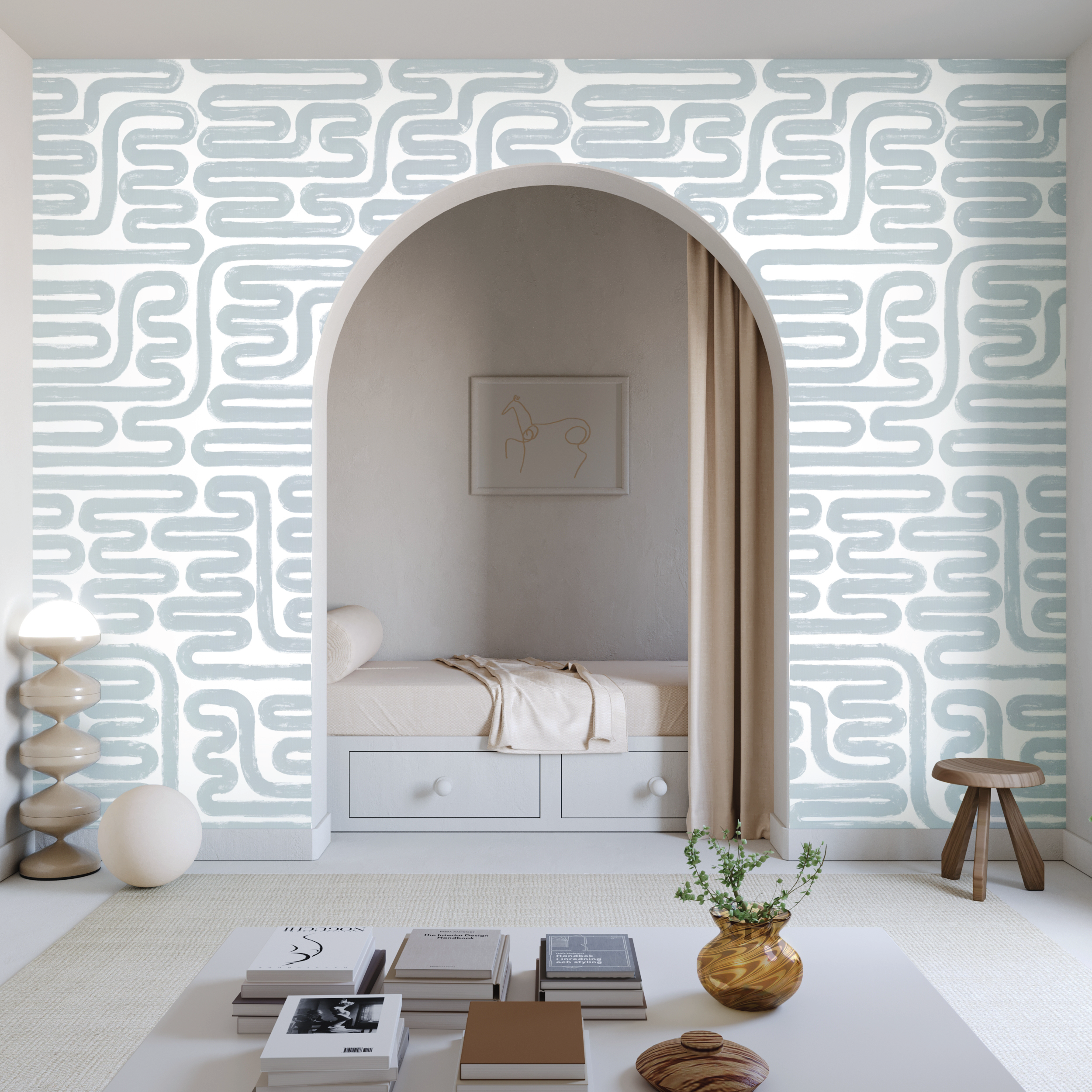 Pac-Man© Wallpaper in Pale Blue