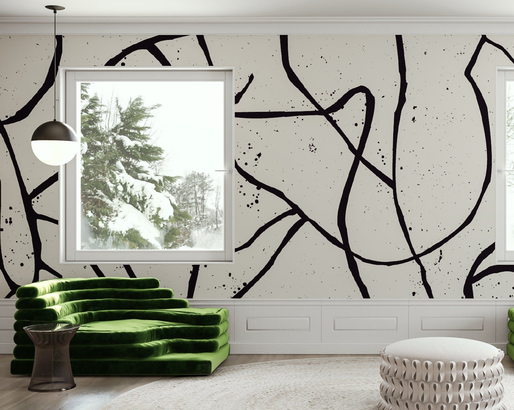 Playground© Mural Wallpaper in Black + Cremé