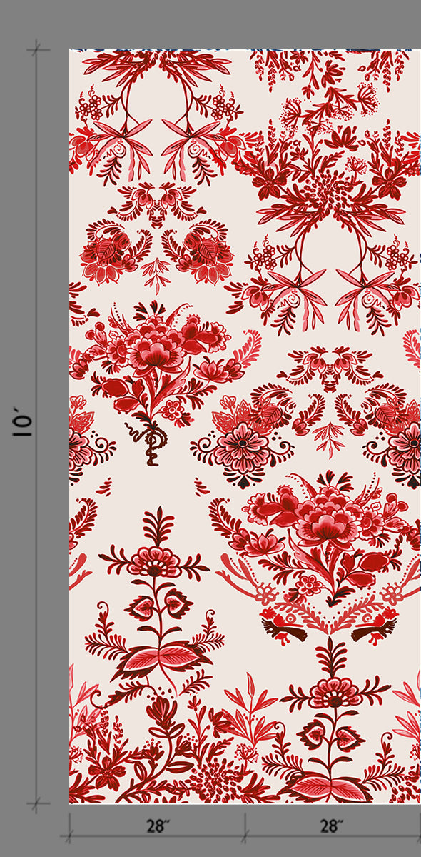 Delft© Mural Wallpaper in Red