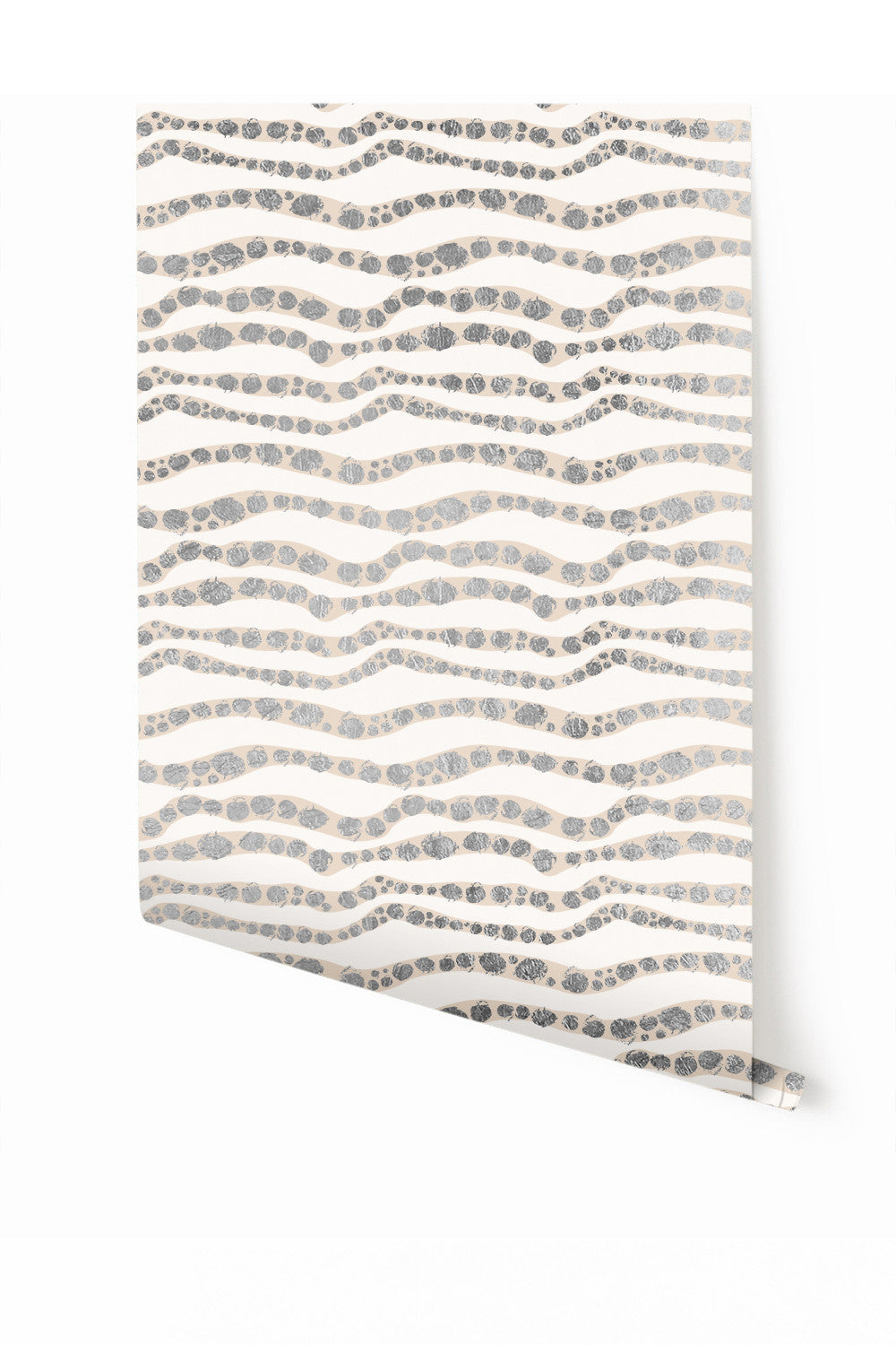 Serpent© Wallpaper in Silver on White