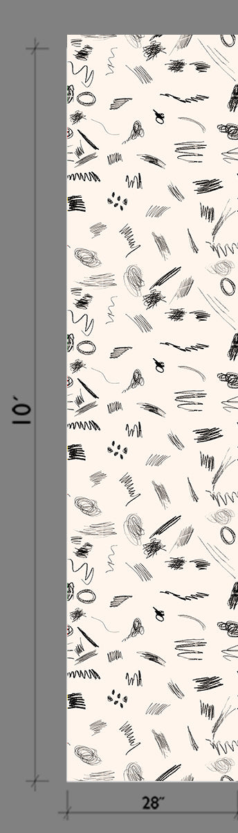 Scribble© Wallpaper in Black + Cremé