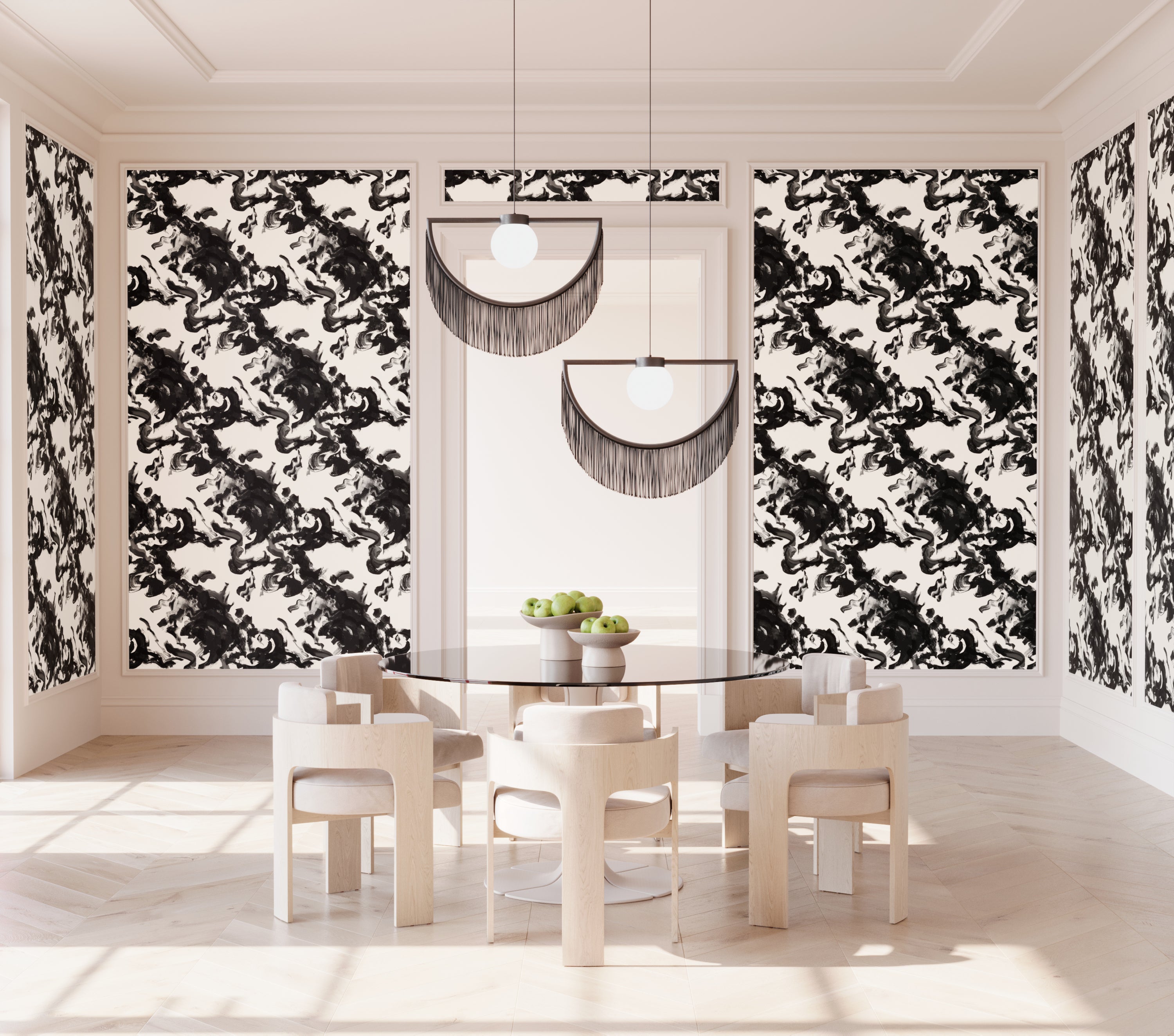 Tempest© Wallpaper in Black + Cremé