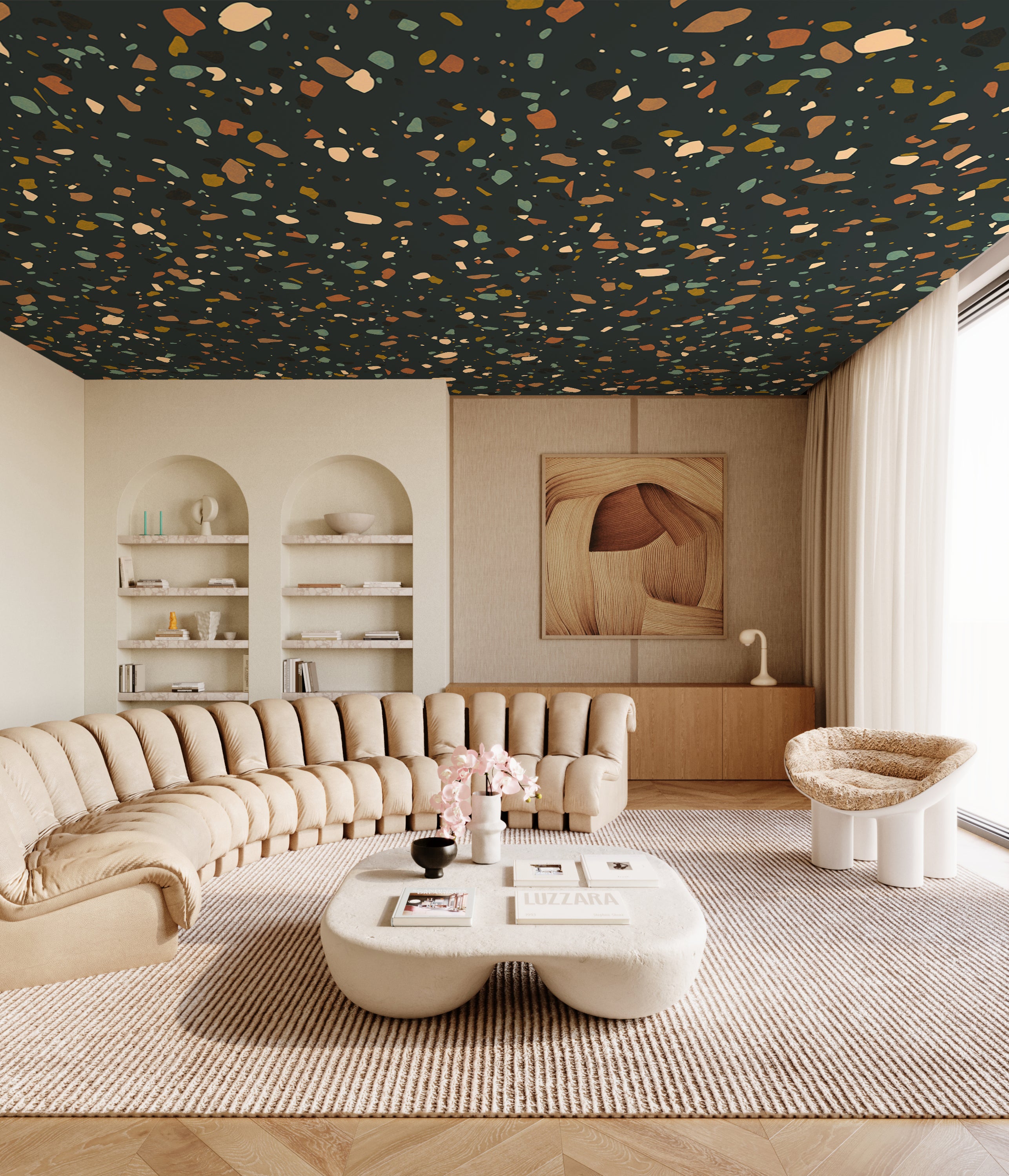 Terrazzo II© Wallpaper in Multicolor Black