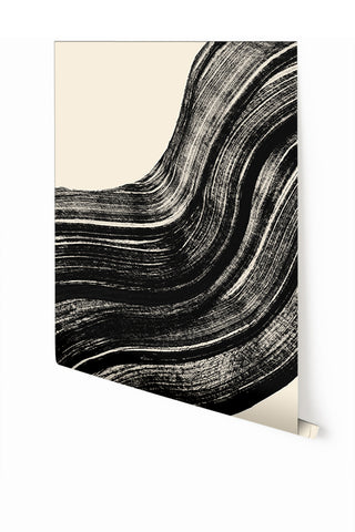 Sediment #4© Mural Wallpaper in Black + Ecru