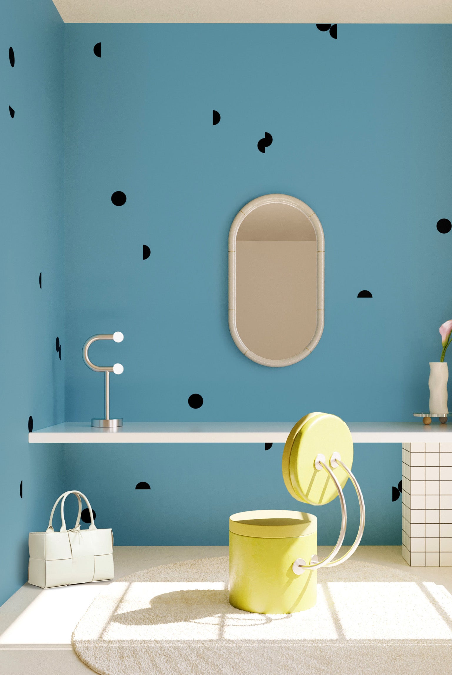 Mezzaluna© Wallpaper in Aqua Net + Black