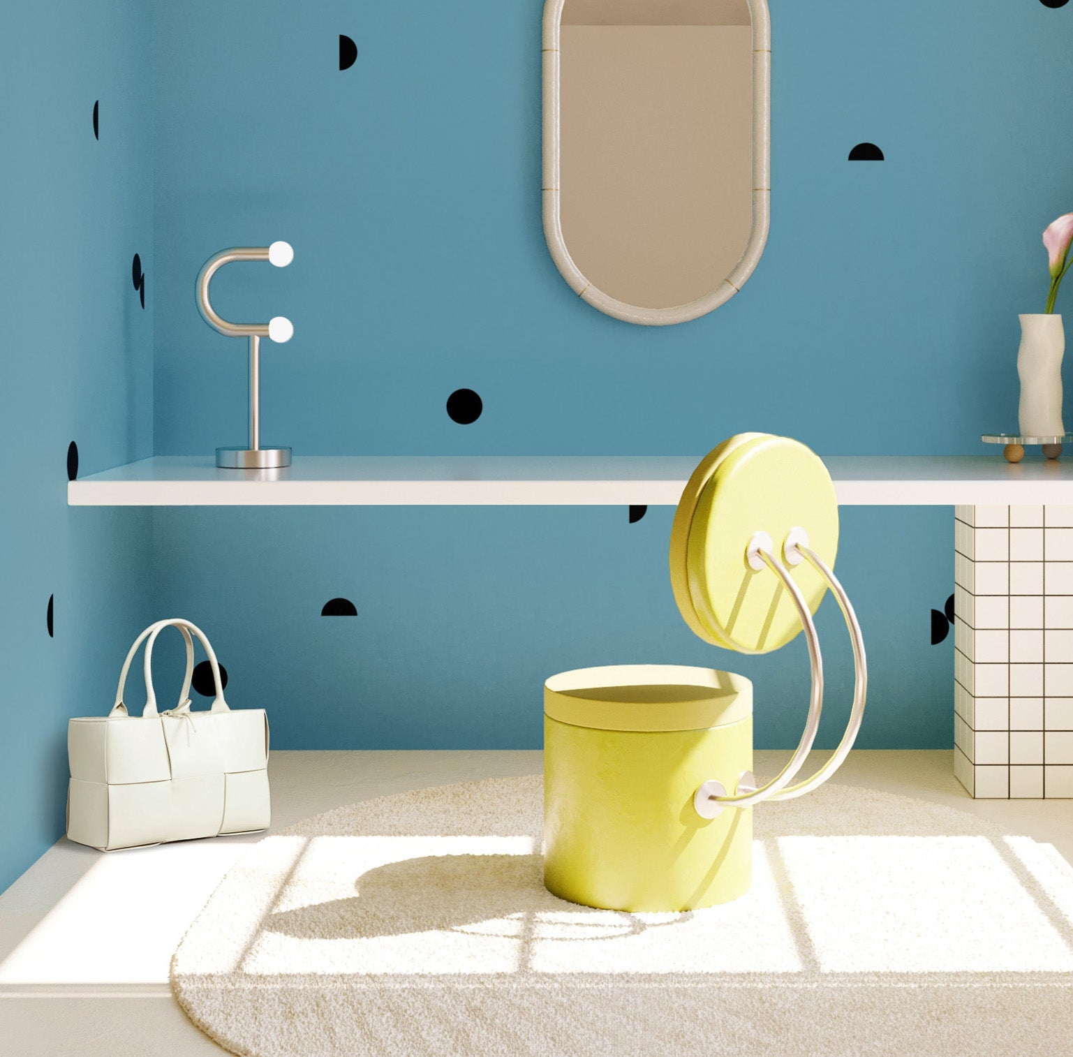 Mezzaluna© Wallpaper in Aqua Net + Black