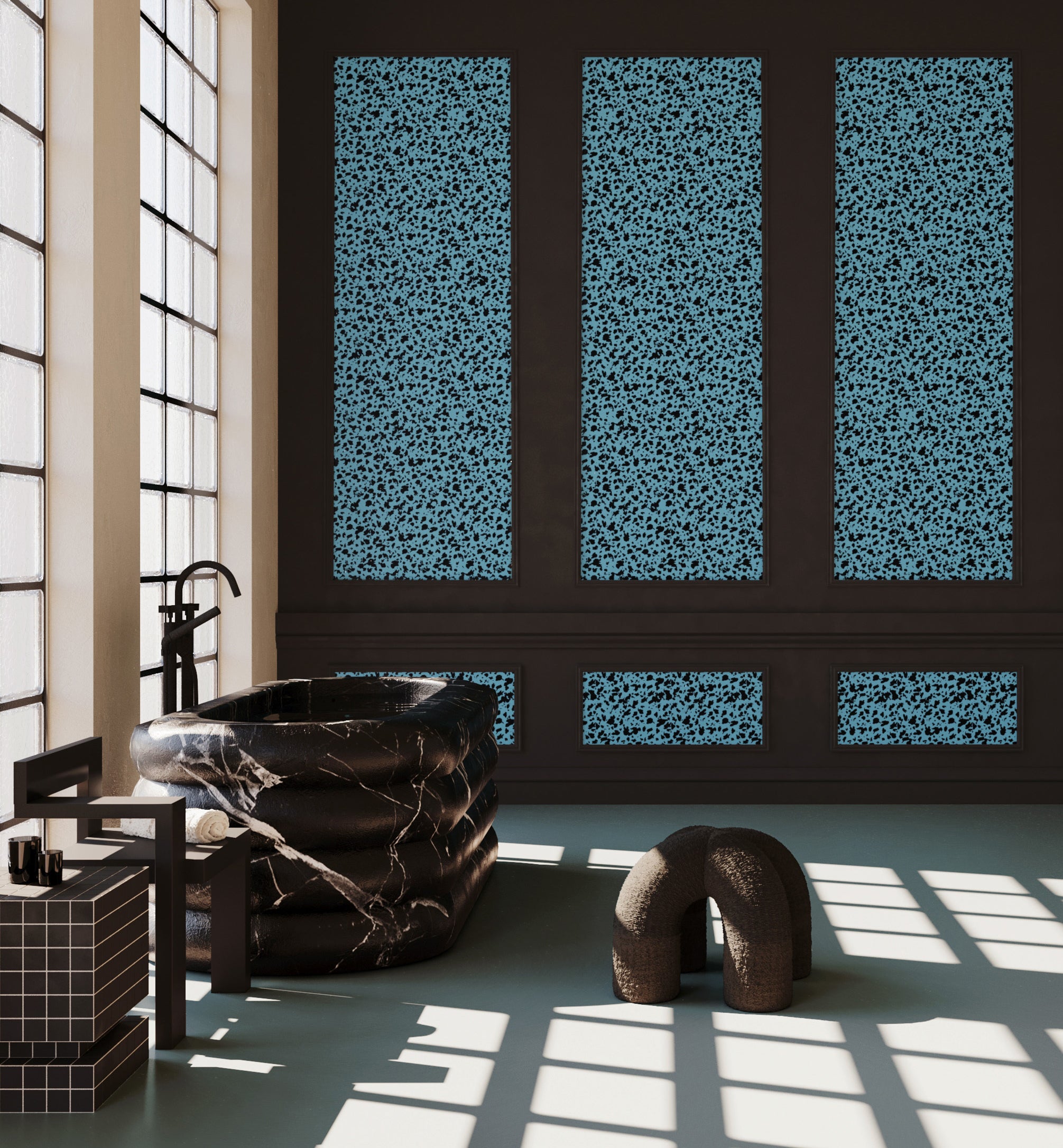 Milano© Wallpaper in Aqua Net + Black