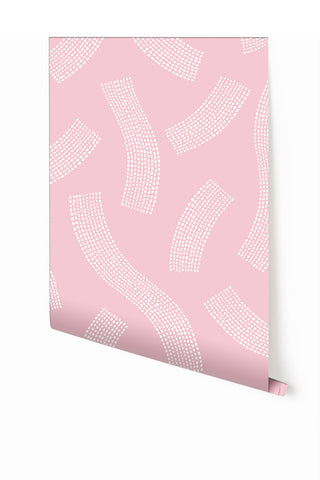 Saguaro© Mural Wallpaper in Pink+White