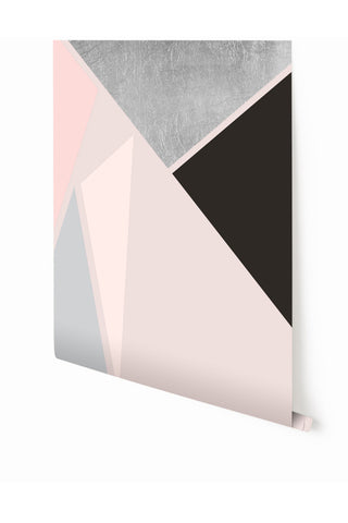 Prism© Wallpaper in Silver on Blush