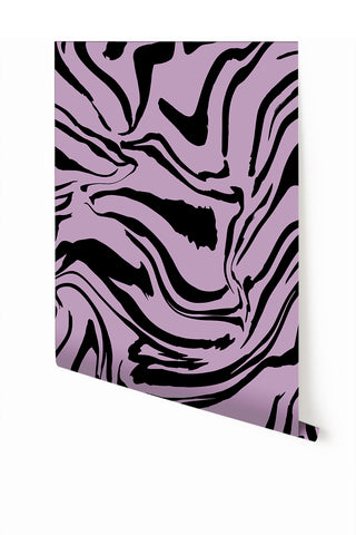 Primal© Mural Wallpaper in Purple + Black