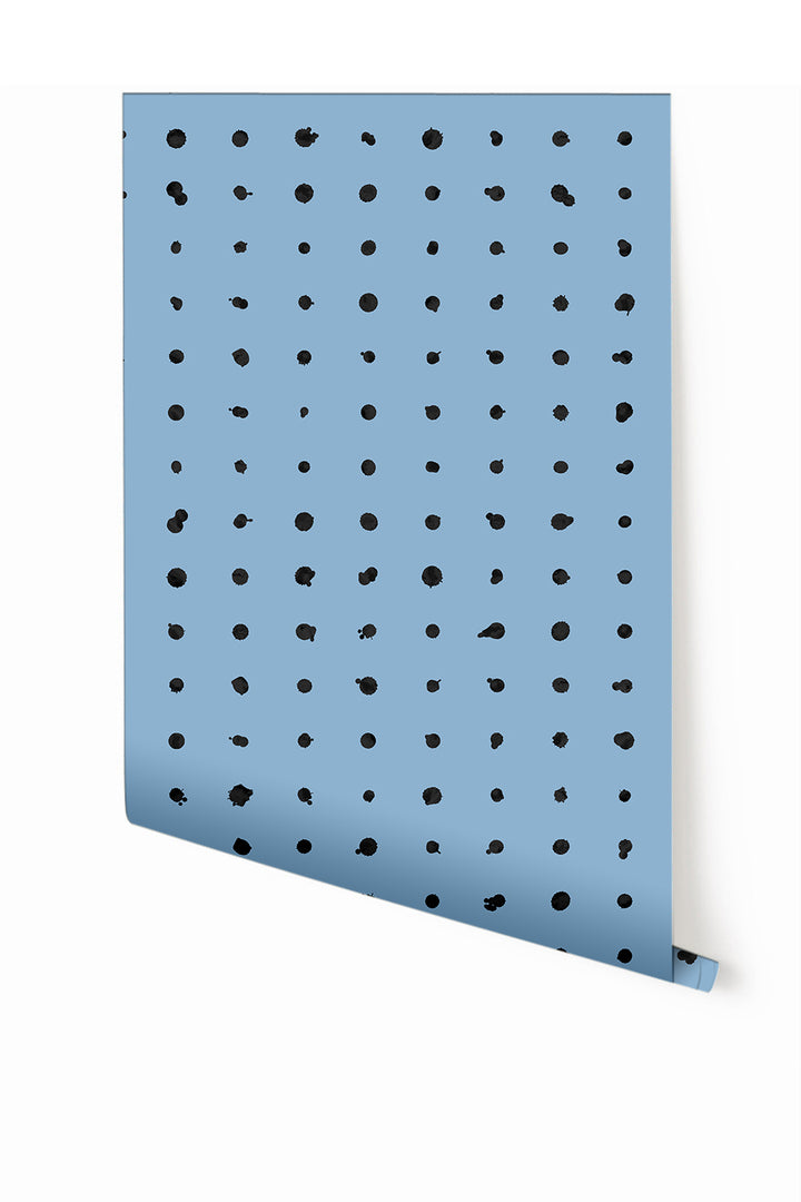 Powder Blue Drop Dotted Line© Wallpaper in Powder Blue | drop it MODERN® - Drop it Modern