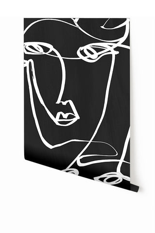 Femme© Mural Wallpaper in Charcoal Black