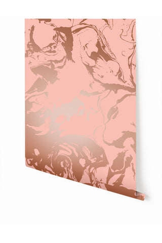 Marble© Wallpaper in Rosegold on Mauve