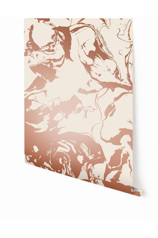 Marble© Wallpaper in Rosegold on White
