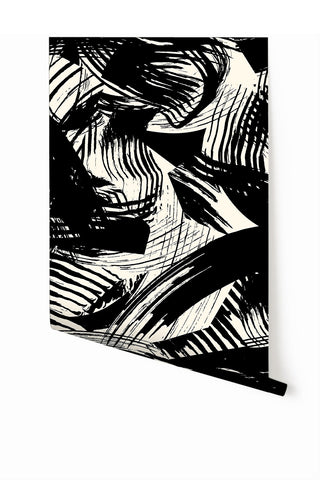 Mixed Tape© Mural Wallpaper in Black + Cremé