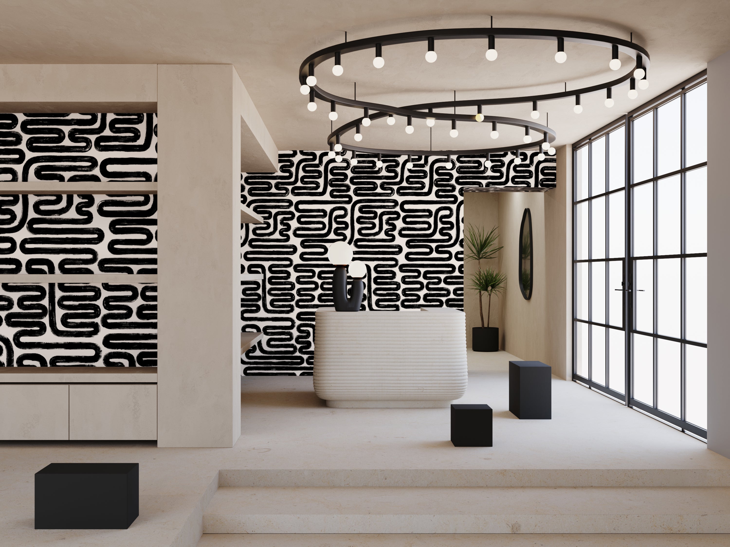 Pac-Man© Wallpaper in Black + Cremé