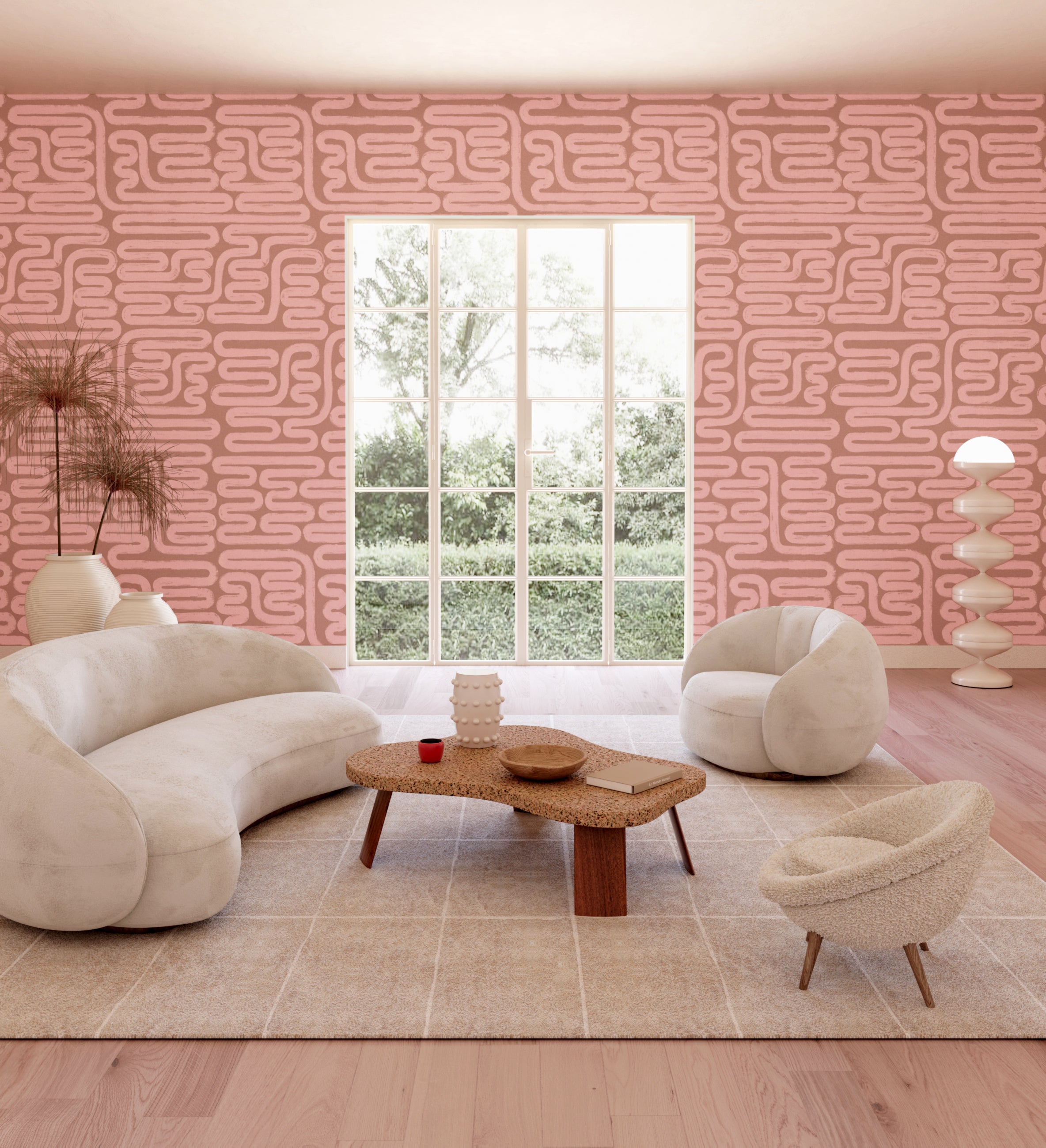 Pac-Man© Wallpaper in Cactus Blossom