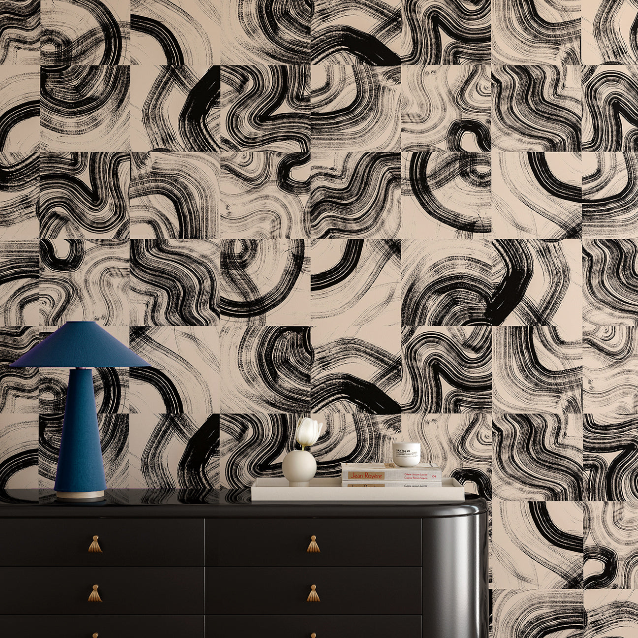 Sediment #3© Wallpaper in Black + Cremé