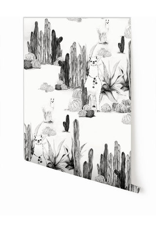 Desert Llama© Wallpaper in Black + White